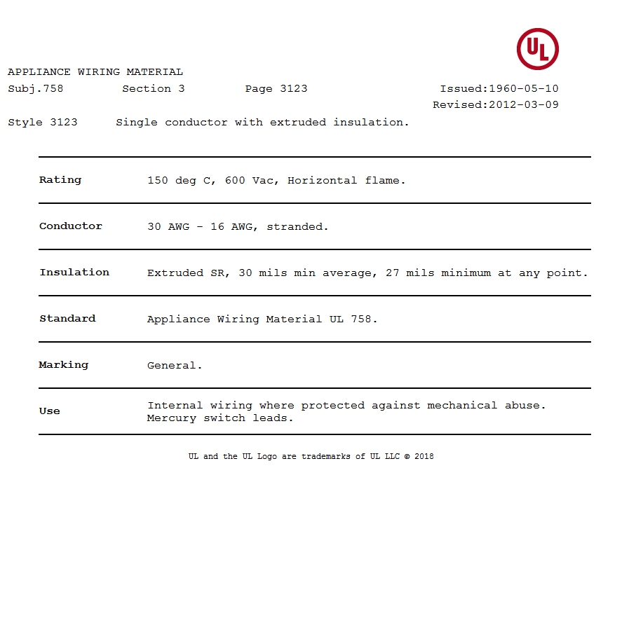 美國UL 3123 矽膠電(diàn)線認證報(bào)告